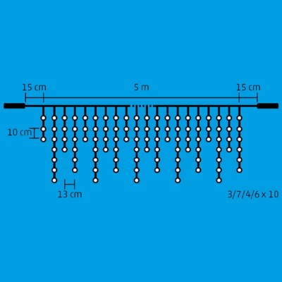 Perdea de lumini cu LED, decor sloi de gheaţă, 5m / 200 LED-uri alba rece, cu legare în serie - DLFJ 200/WH